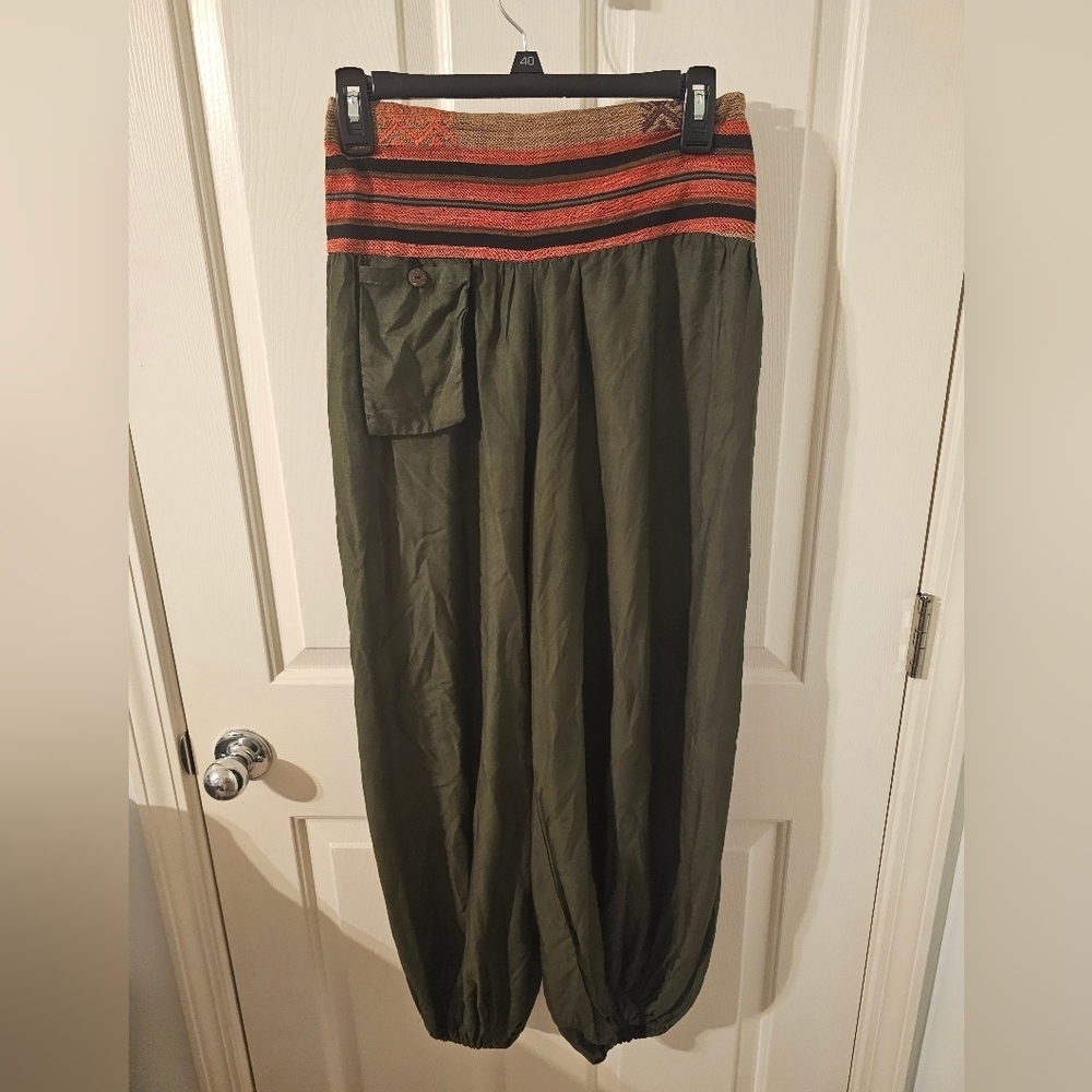 The Gueko Company Bohemian Hippie Gypsy Harem Pants With Pocket Size OS
